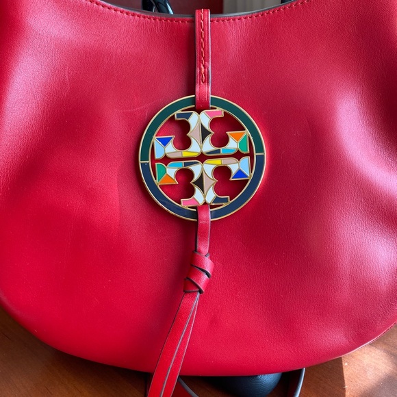 Tory Burch Miller Stained Glass Leather Mini Hobo in Red Apple - Picture 7 of 9